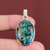 Медный кулон Chrysocolla, натуральный драгоценный камень, кулон из стерлингового серебра 925 пробы, изящный кулон ручной работы, лечебный камень, ювелирные изделия, подарки для жены