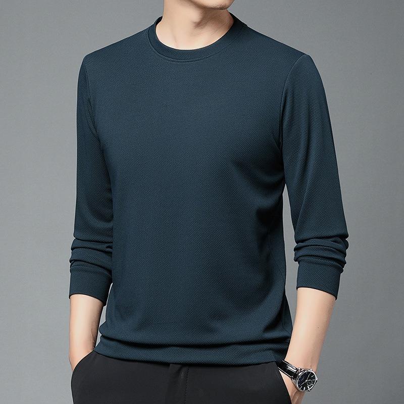 Men S Long Sleeve Solid Crew Neck Casual T Shirt