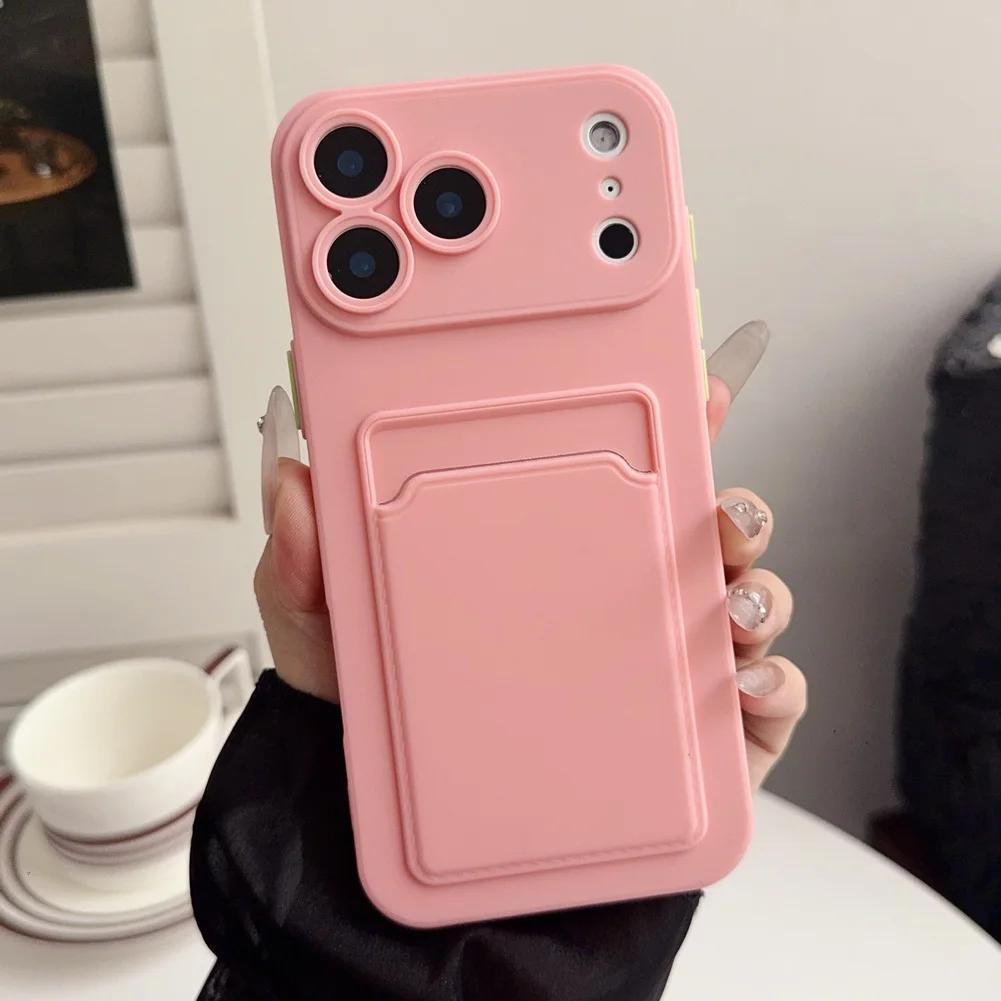 Чехол для IPhone 17 Pro Max с карманом для карт, кошелек, противоударный силиконовый чехол для Apple IPhone Air 17pro, конфетный матовый мягкий ТПУ чехол