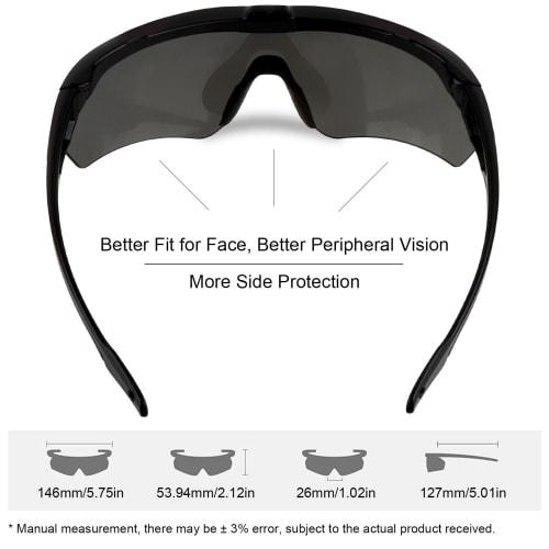 FOCUHUNTER Tactical Goggles, Impact-Resistant Airsoft Sunglasses, Shooting Glasses, 3 Interchangeable Lenses, Anti-Fog, UV400 Protection, 2mm Lens Thi