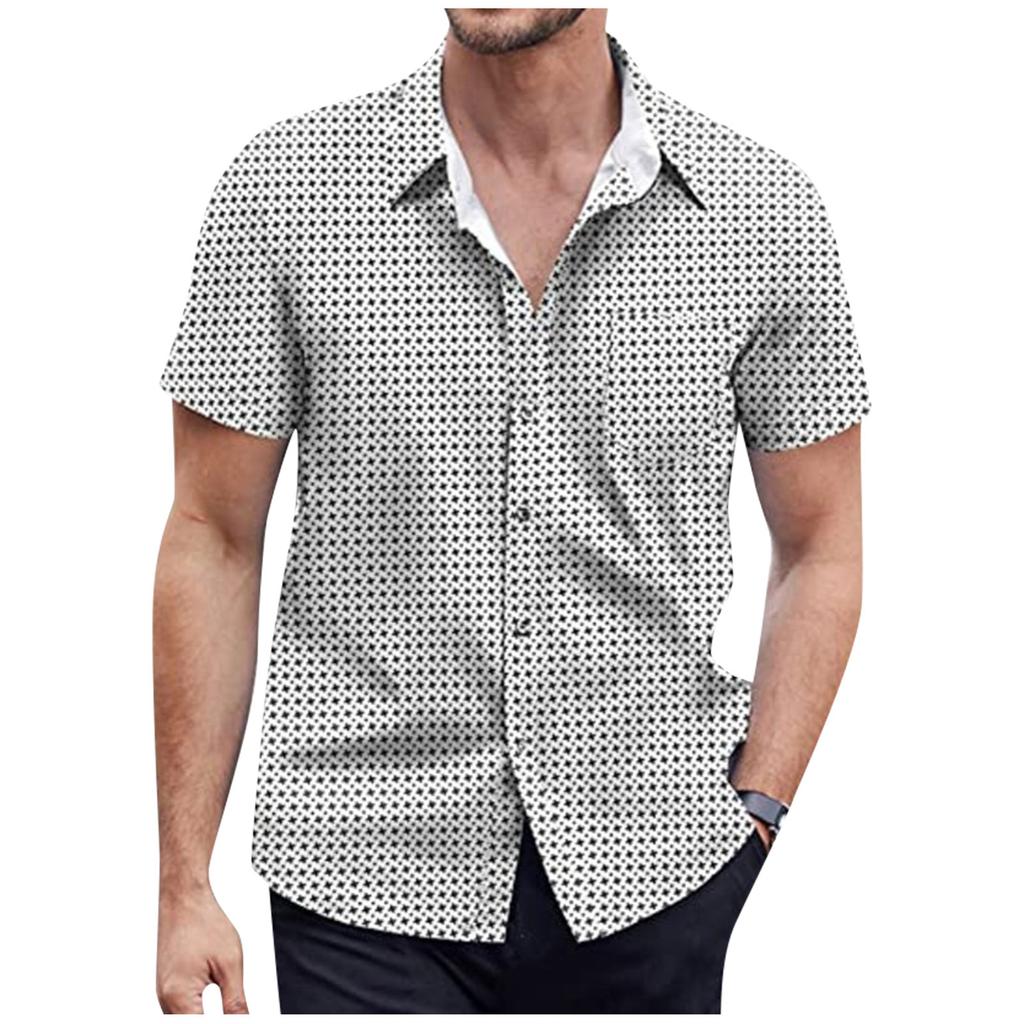Рубашка с коротким рукавом, мужская повседневная рубашка с коротким рукавом, свободная рубашка с карманом