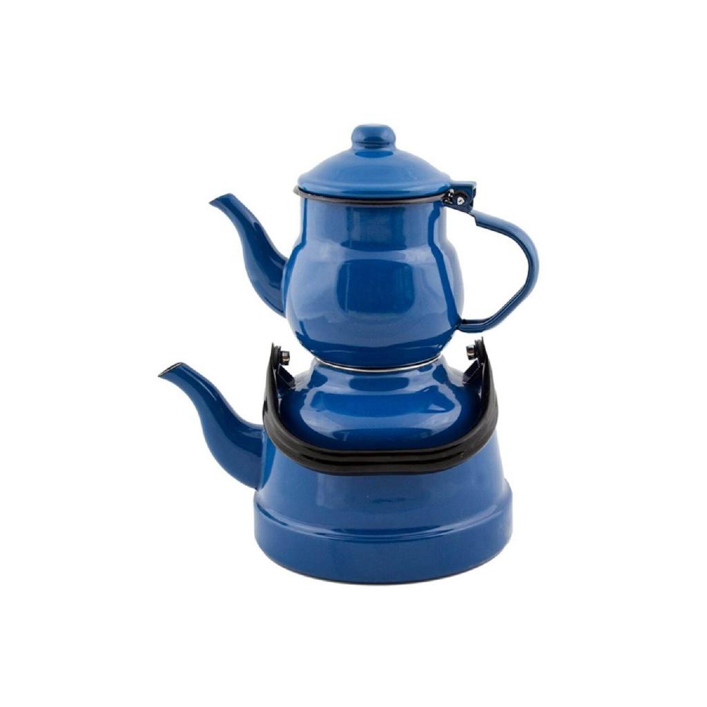 Эмалированный ностальгический набор чайников небольшого размера синего цвета