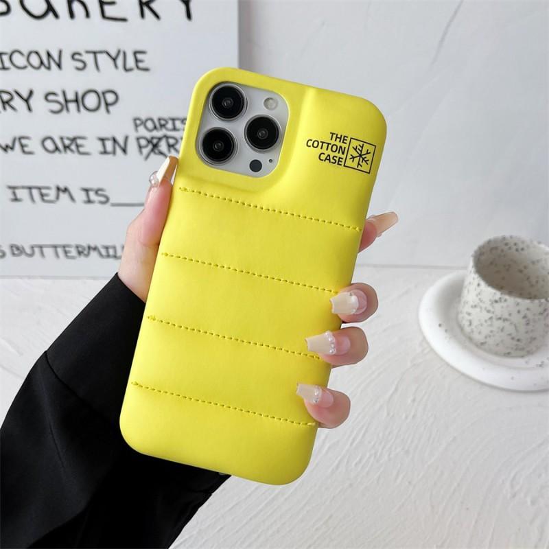 Cotton-Padded Phone Case IPhone 11 To 15 Series Soft Faux Leather Shockproof Half Cover In 9 Colors