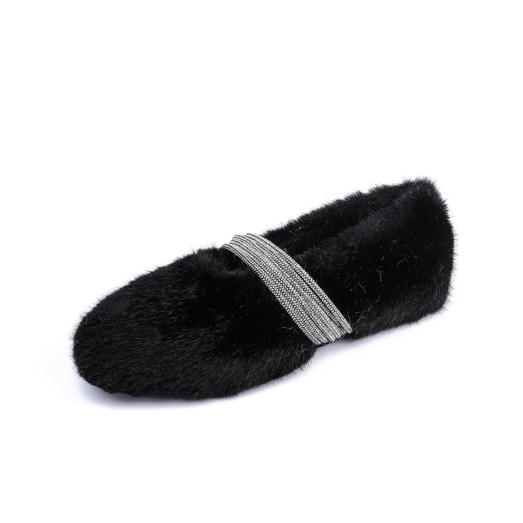 Winter New Thick-soled Fluffy Shoes Women Wear Fashionable Warm Cotton Shoes Korean Version Versatile Sparkling One-word Women's Shoes