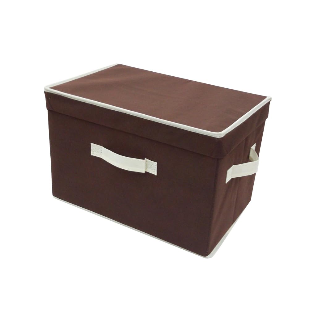 YAMAZEN Storage Box with Lid, Brown with Ivory Handle, YTCF-1PFBR