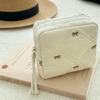Quilted Toiletry Bag Multi-functional Sanitary Napkin Storage Bag Coquette Bow Cosmetic Bag  Trave