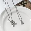 Sweet Cool Bear Series Metal Necklace Simple Retro Round Brand Pendant Versatile Niche Design Clavicle Chain