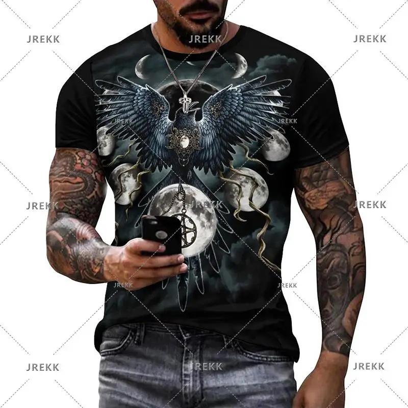 Punk Crow 3D Printed T-Shirt Dark Mighty Raven T Shirt For Men Casual Streetwear Women Tees Casual Birds Graphic Oversized Tops