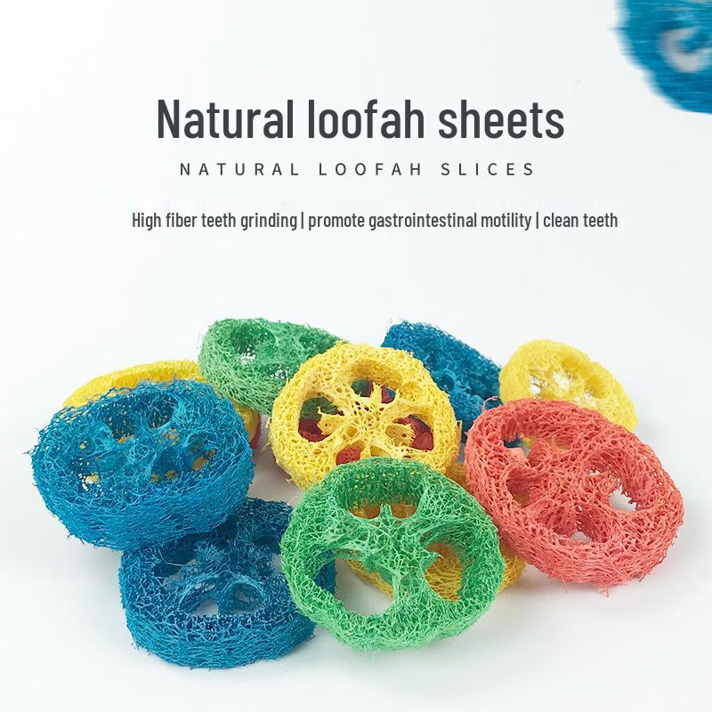 Colorful Loofah Chew Toys for Small Pets - Bite-Resistant Teeth Cleaning for Hamsters and Chinchillas