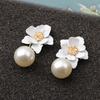 1 пара больших цветочных подвесок из искусственного жемчуга, женские серьги, сладкий пирсинг