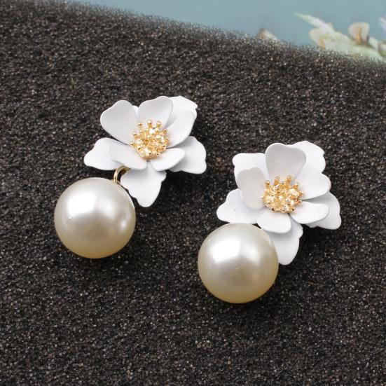 1 пара больших цветочных подвесок из искусственного жемчуга, женские серьги, сладкий пирсинг