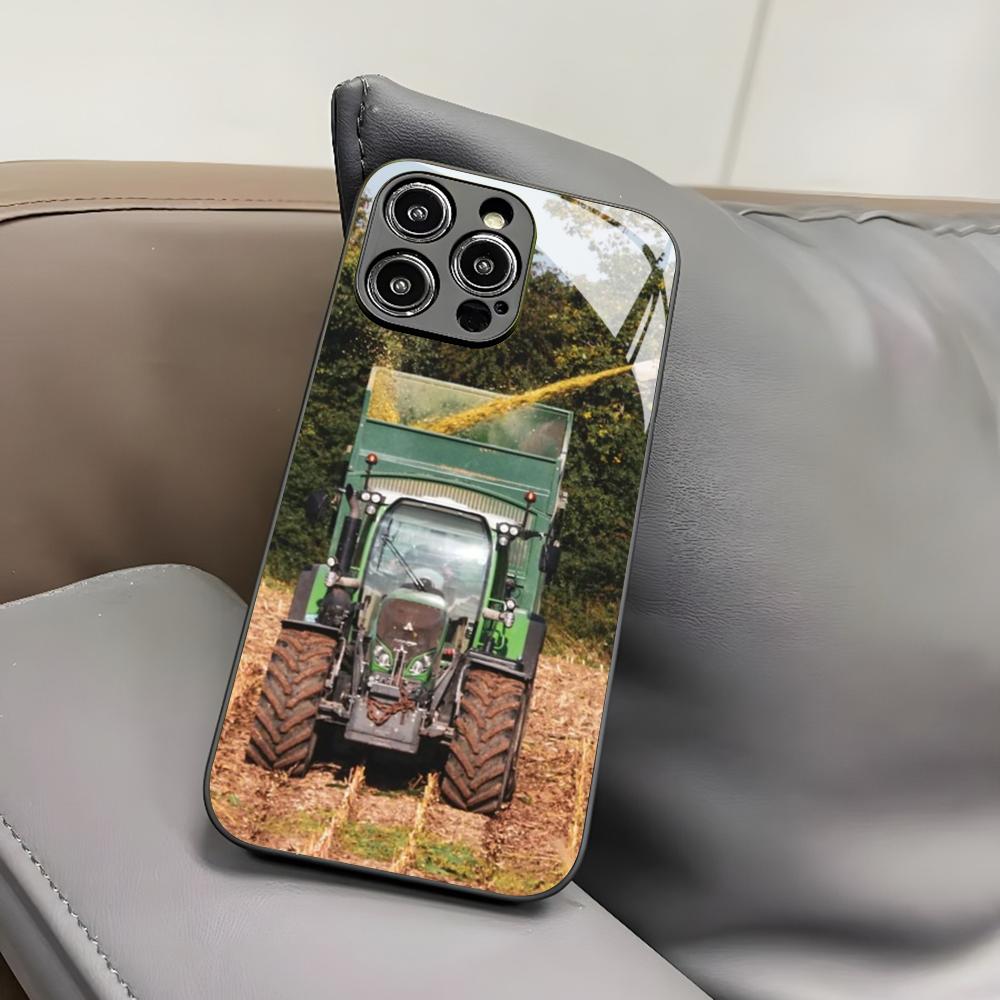 Чехол для телефона Fendt для Iphone 16 15 14 12 11 13 Pro Max Mini 8 X Xr Xs Puls Черное Стеклянное Покрытие