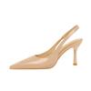 Women European Patent Leather Slingback Sandals, Pointed Shallow Hollow Out Sexy Thin Stiletto Heels For Banquet Outdoor DS-2000