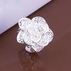 Lady Girl Elegant Silver Plated Hollow Out Flower Shaped Opening Finger Ring