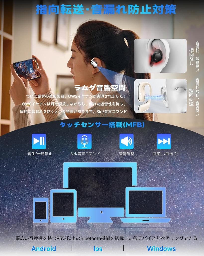 Улучшенные беспроводные наушники Bluetooth с открытым ухом Наушники Bluetooth CoolJumper 8D Технология 60 часов непрерывного воспроизведения Наушники, которые не