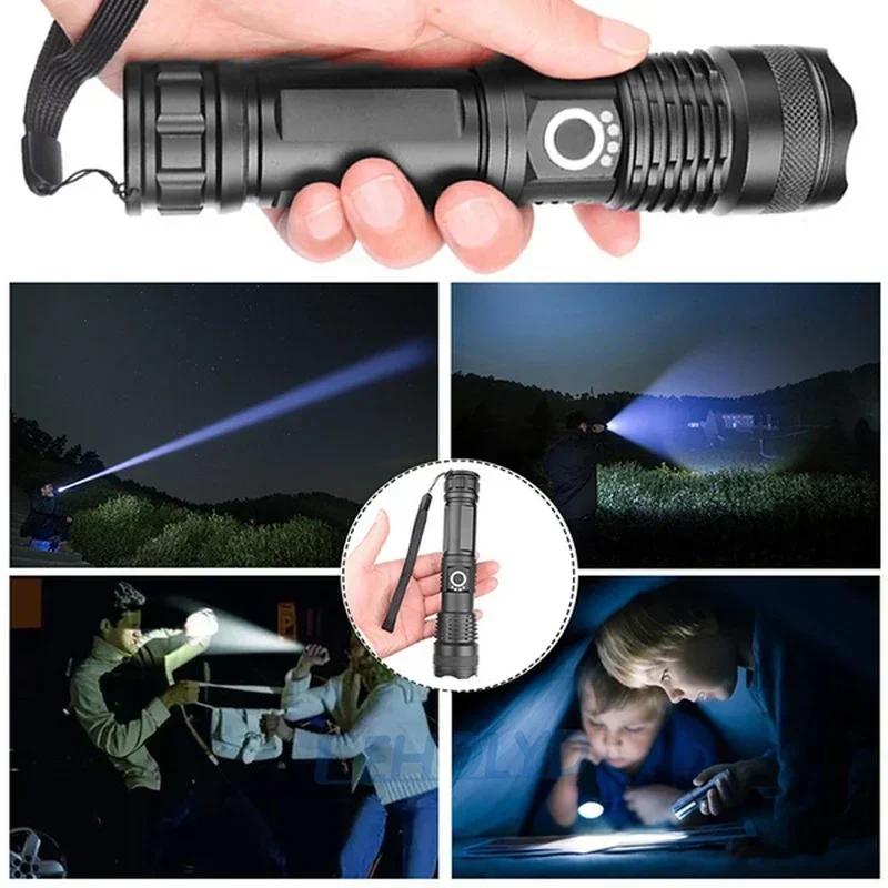 High Power LED Flashlights USB Rechargeable Tactical Torch Ultra Powerful Outdoor Long Range Camping Fishing Emergency Lantern