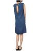 Women's Blue Patchwork Denim Boat Neck Summer Dress