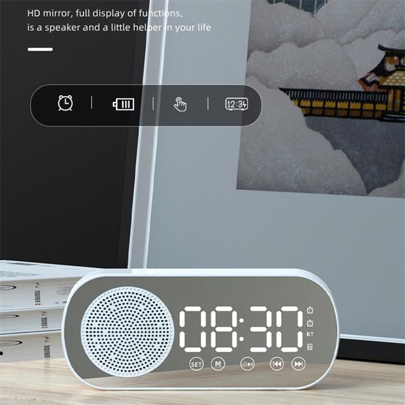 Led Mirror Alarm Clock Wireless Bluetooth-compatible 5.0 Hi-fi Speaker Subwoofer Portable Audio