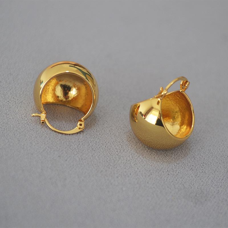 Серьги Celi Style Ретро Преувеличенные Полые Шары Простые Модные Темпераментные Латунные Позолоченные Серьги Женщины