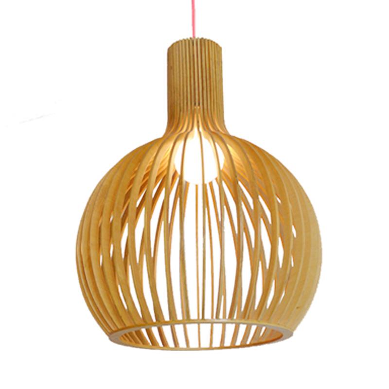 Modern Wood Pendant Light for Living Room Decoration Black Hanging Lamp Suspension Wooden Chandelier Lighting Fixtures