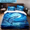Salmon Amidst Nature 3pcs Bedding,Including 1pc Duvet Cover And 2pcs Pillowcases Perfect for Christmas,Ideal for Bedroom, Dormitory