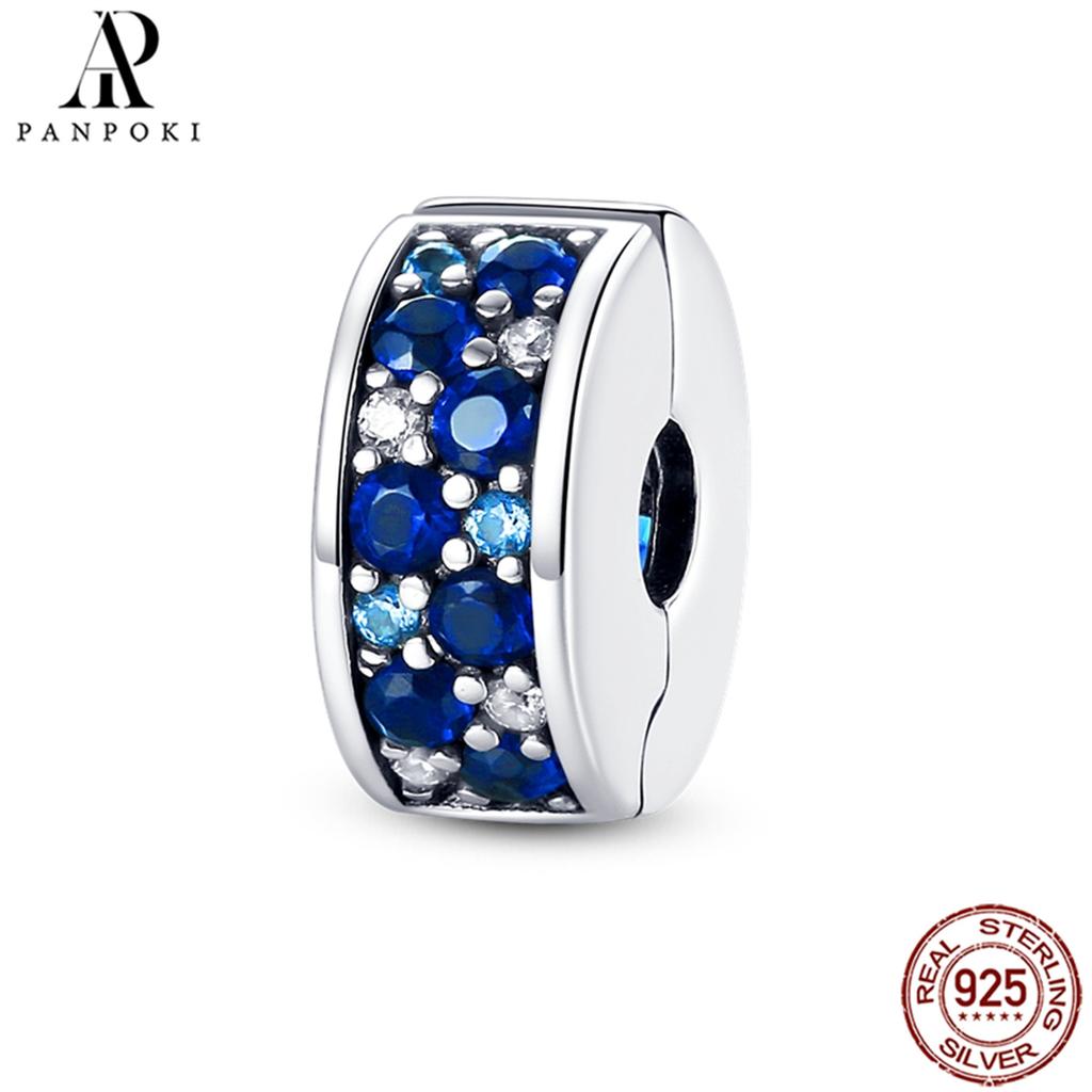 PANPOKI SS925 Sterling Silver Fixed Clip Stopper Beads Fit Bracelets Necklace NEW Luxury Women Gift DIY Jewelry Making