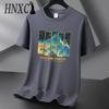 HNXC Cotton Short Sleeve T-shirt Men's Fashion Loose Half Sleeve Shirt Printed Compassionate Shirt