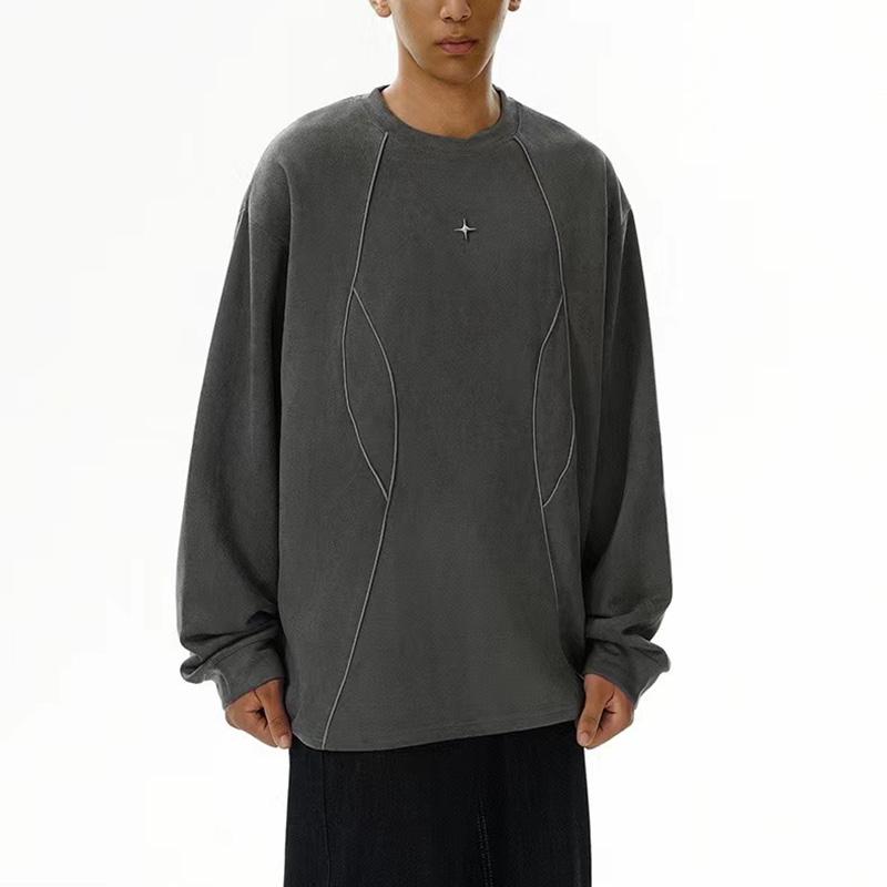 New In Streetwear Reflective Strip Suede Cap-less Pullover