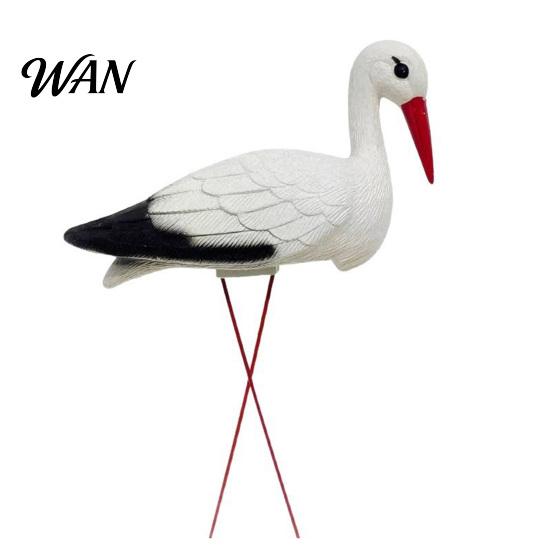 Lightweight Bird Sculpture Garden White Statue 23.6" Long Leg Standing Anti-fade Outdoor Decor Decorative Resin Ornament for Pond Yard Lawn