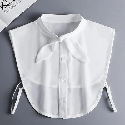 Korean Stand Bowknots False Collar Women Solid Color Faux Col Half Shirt Blouse Fake Collars Sweater Shirt Detachable Collars