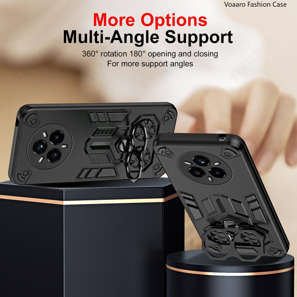 Двойное кольцо-броня для пальцев для OPPO Realme 14 Pro Plus Чехол для Realme 14 Pro Вращающаяся металлическая подставка Держатель Чехол Capa