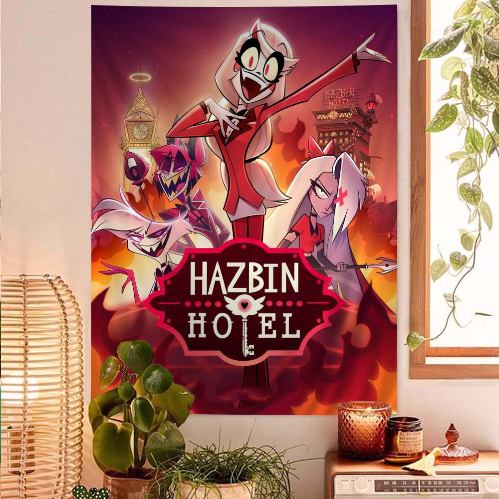 Hazbin HHotel Аниме Персонаж Аластор Мультяшный Гобелен Хиппи Цветочные Настенные Ковры Декор Комнаты Общежития Искусство Декор Дома