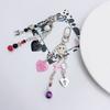 Unique and Stylish Beaded Keyring Dark Themed Skull Heart Cross Pendant Keychain Accessory for Fashion Enthusiasts