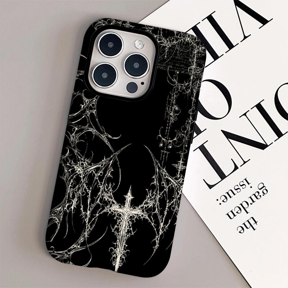 Темный готический дизайн Чехол для телефона Пленочная оболочка Для iPhone 16e 16 15 14 13 12 11 Pro Max Plus XS