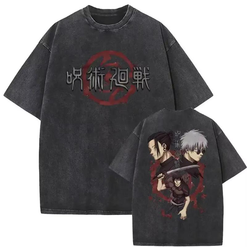 Винтажная футболка с графическим принтом аниме Jujutsu Kaisen Итадори Юдзи и Тодо Аой для мужчин и женщин, модные футболки оверсайз