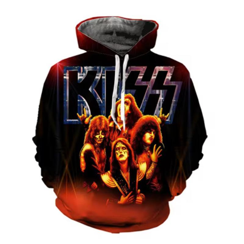 Kiss Rock Band 3D Print Hoodie Men Women Streetwear Hip Hop Hoodies Oversized Pullovers Hooded Sweatshirts Kids Tops Clothing