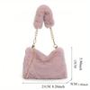 Women Fluffy Shoulder Bags Female Winter Chain Underarm Bag Solid Color Handbag Soft Plush Handle Bag
