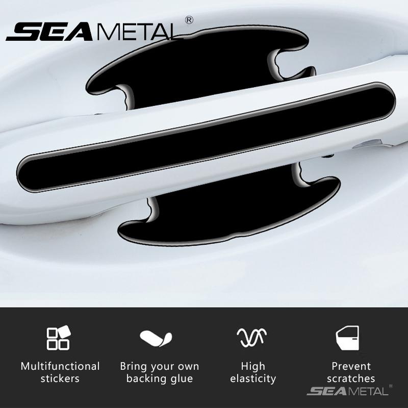SEAMETAL 8 шт. Накладки на ручки дверей автомобиля, защита от царапин, защитные наклейки для автомобиля, противоударная защитная полоса для ручки автомобиля, внешние детали