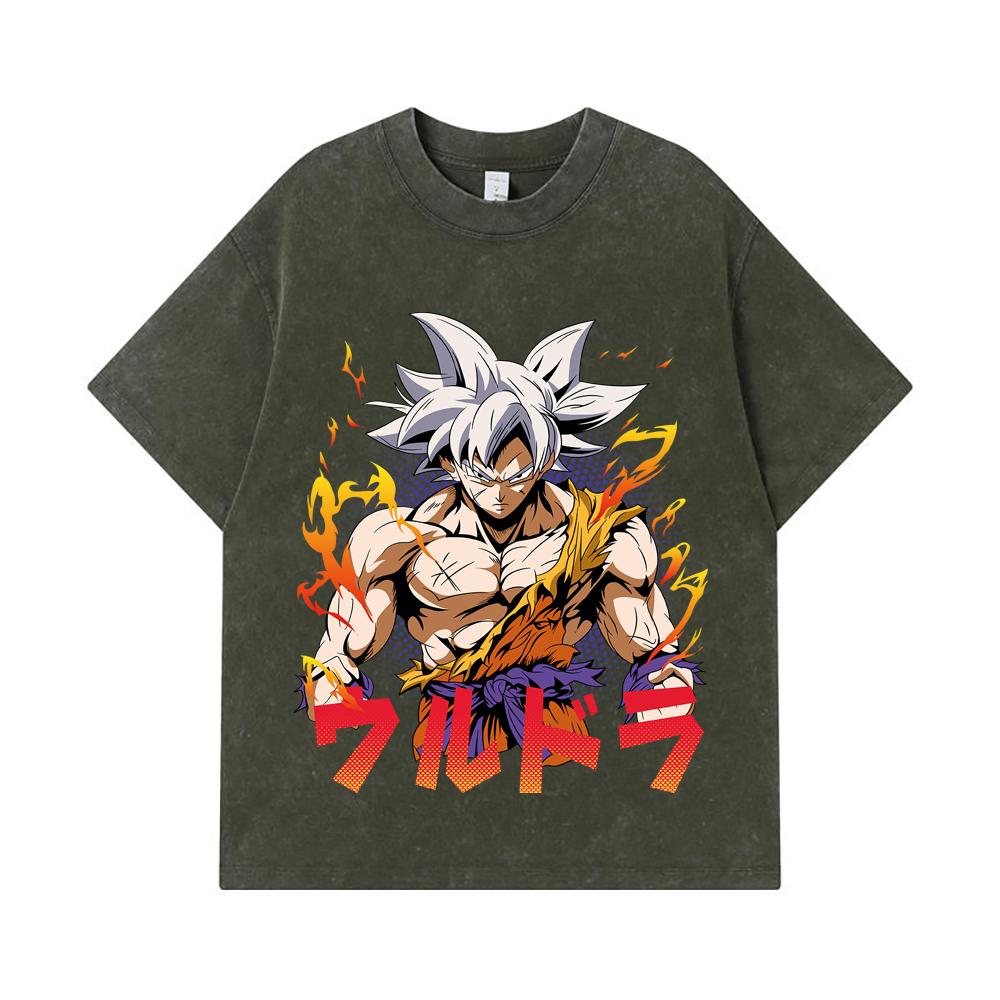 275 GSM Washed T-shirts 100% Cotton Dragon Ball V11 Goku Ultra Print Unisex Heavy Cotton T Shirt