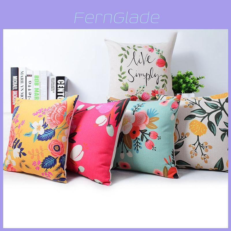 Элегантная яркая цветочная растительная льняная наволочка декоративная наволочка 18