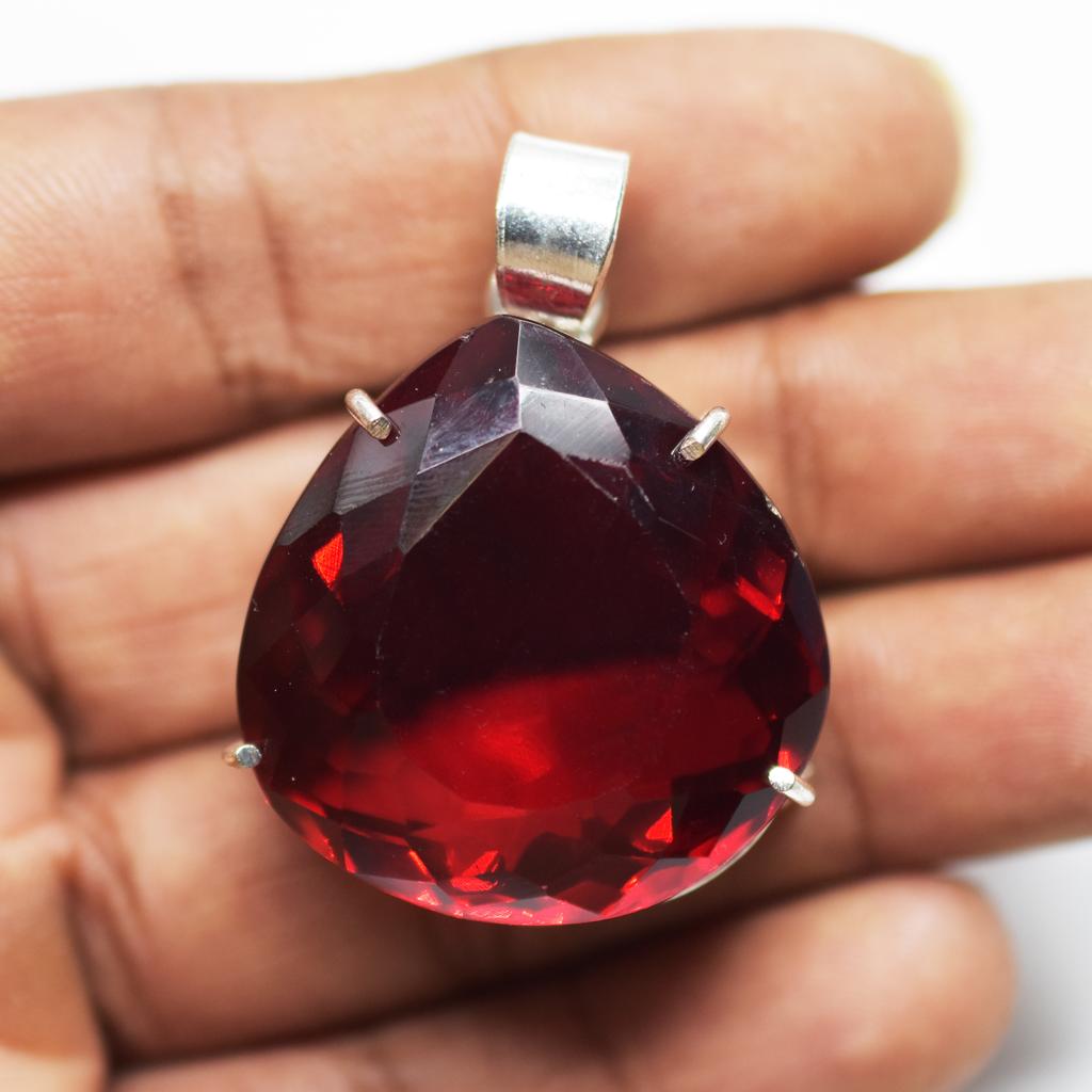 Сертифицированный 109,95 карат Красный Топаз Груша 925 Стерлинговое Серебро Натуральный Драгоценный Камень Подвеска my-362-k