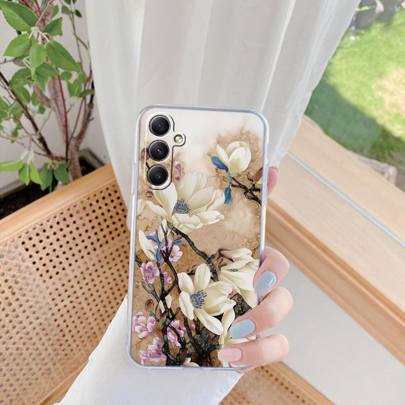 Мягкий силиконовый чехол Flower для Xiaomi Redmi Note 13 Pro 13C Poco C65 Samsung A35 A55 M35 S24 Huawei Honor 200 iPhone Camera Защитный противоударный чехол