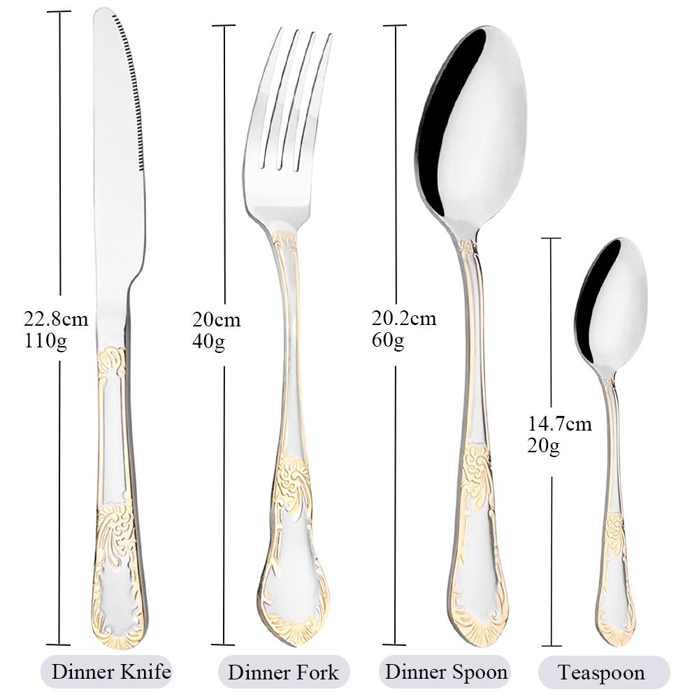 Винтажный набор столовой посуды в стиле вестерн, 24 шт., столовые приборы из нержавеющей стали 304, столовые приборы, светильник, роскошный стиль, обеденный нож, вилка, ложка, набор посуды