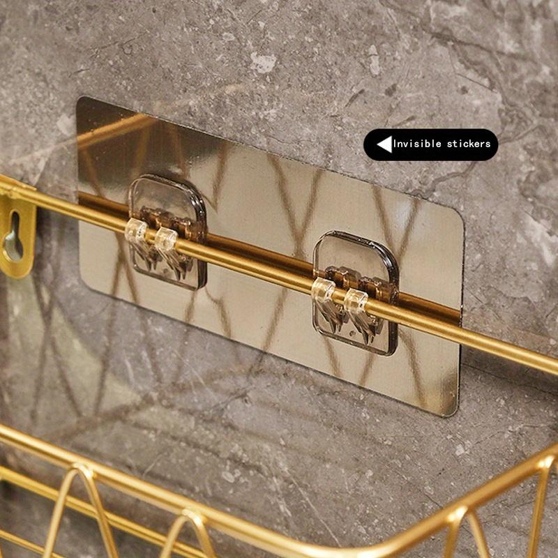 1pc Golden Luxury Bathroom Shelf Without punching,Shower Skin Care Products Wall Organizer Storage Rack with Hook,Kitchen Wall Mounted Storage Rack.