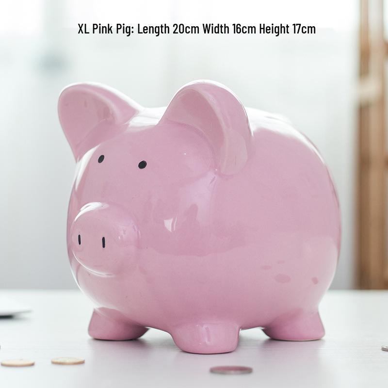 Large Ceramic Piggy Bank for Kids - No Outflow Savings Jar, Perfect for Coins and Gifts