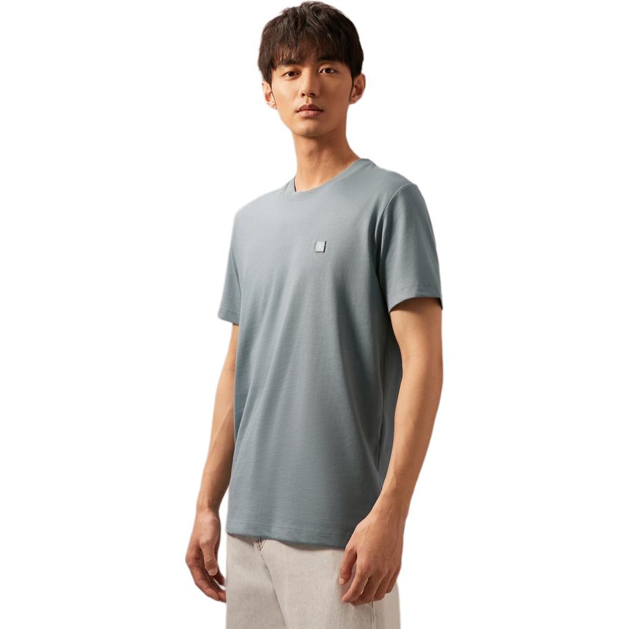 Calvin Klein Футболка с вышитым логотипом и коротким рукавом, мужская, серо-зеленая J324899-CFQ
