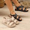 2025 Летние плоские сандалии женские гладиаторы с открытым носком мягкие желеобразные сандалии женские бисквитные нескользящие пляжные туфли