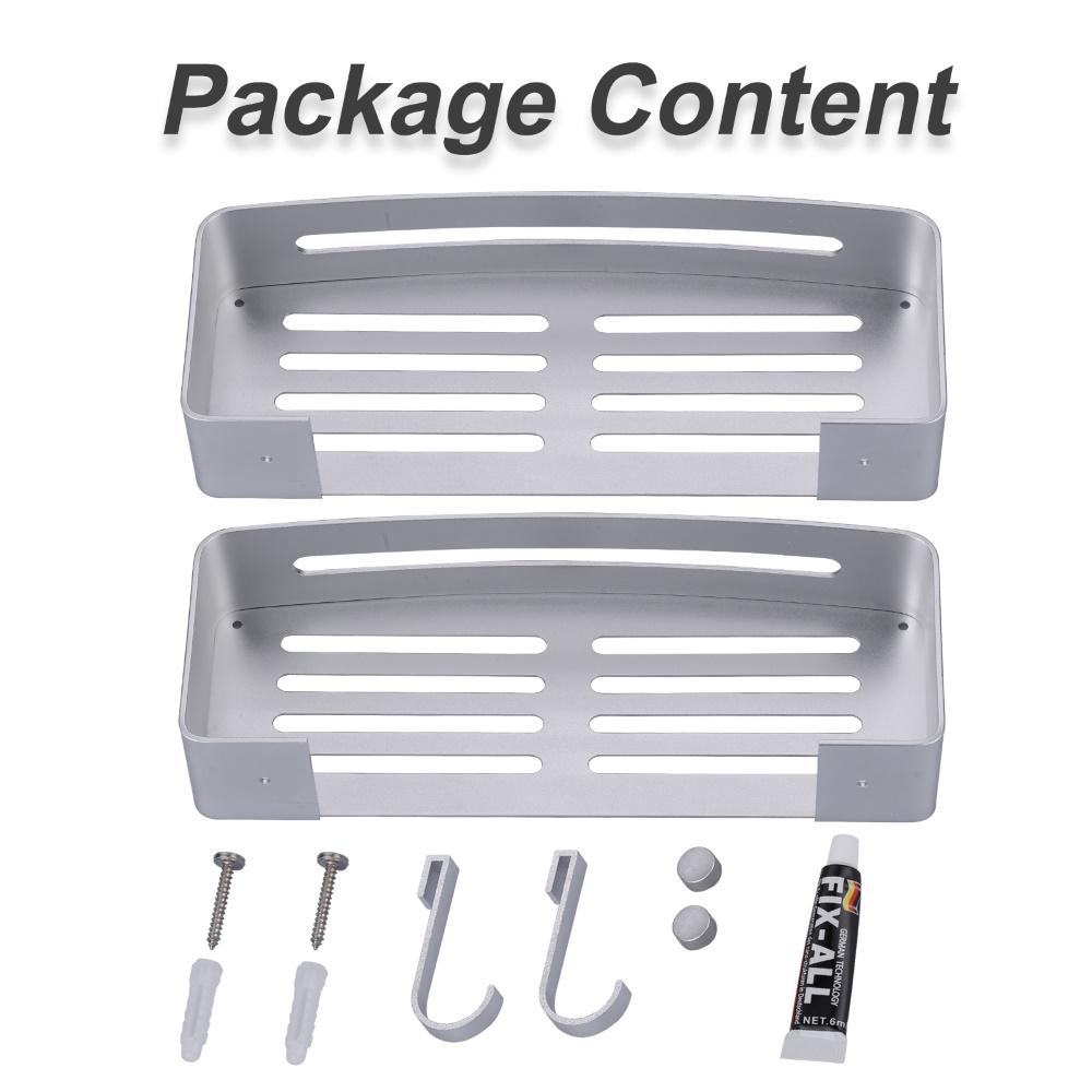 Corner Shower Caddy Shelf, 2 Pack Adhesive Bathroom Shower Organizer Shelves, No Drilling Shower Storage Basket Holder Organizer