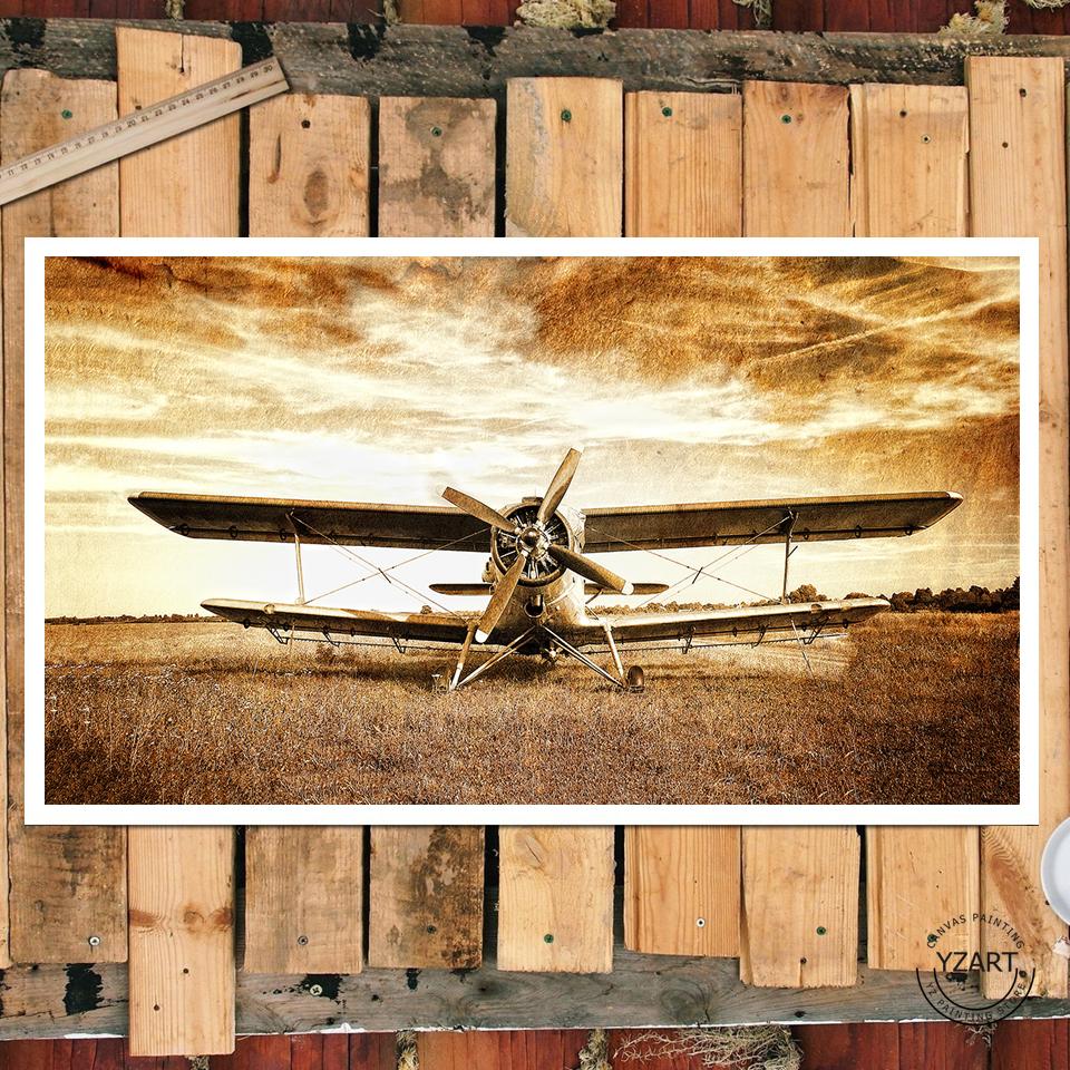 Куадрос Винтаж Самолет Ретро Стиль Старый Биплан Плакат Домашний Декор Холст Принт Настенный Художественный Декор Картины Маслом Художественные Фотографии
