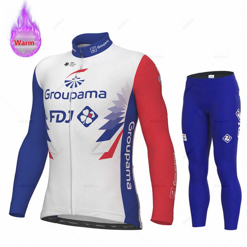 2025 Fdj Winter Thermal Fleece Cycling Jersey Set Sports Team Bike Suit Mountian Bicycle Clothing Ropa Ciclismo Invierno Hombre